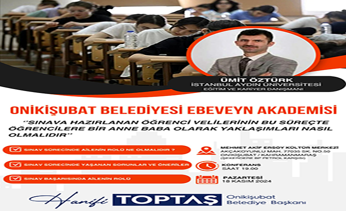 Onikişubat Belediyesi Ebeveyn Akademisi başlıyor