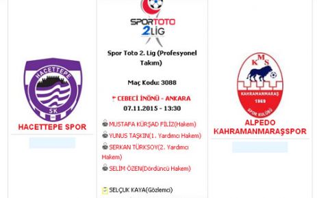 HACETTEPE- KAHRAMANMARAŞSPOR 1-0