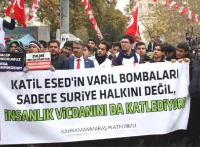 KAHRAMANMARAŞ'TA HALEP'TEKİ KATLİAMLAR LANETLENDİ