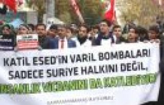 KAHRAMANMARAŞ'TA HALEP'TEKİ KATLİAMLAR LANETLENDİ